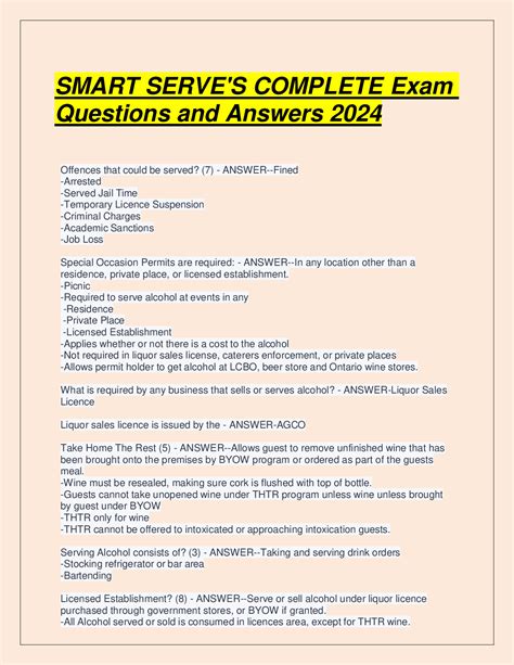 smart serve quiz questions